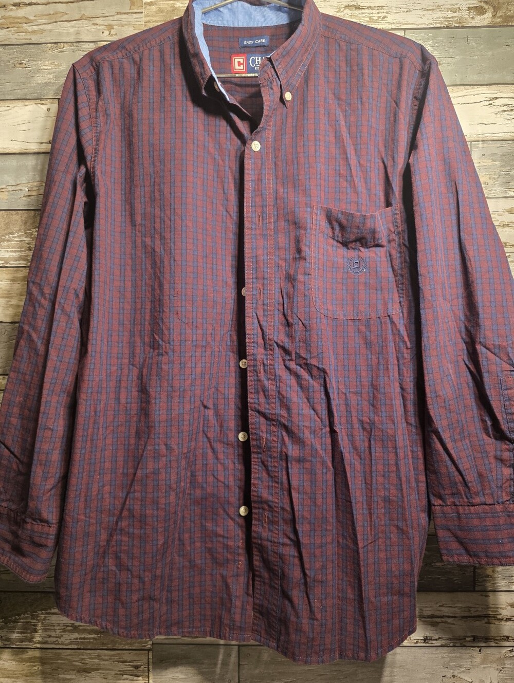 Chaps Men’s Blue and Red Plaid Button-Down Shirt